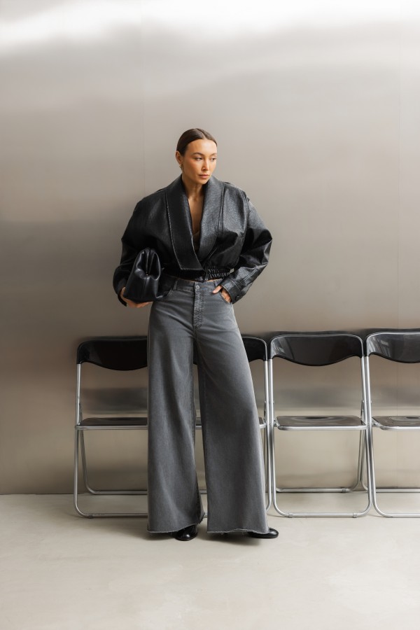 Amber Jacket Embossed Faux Leather Black