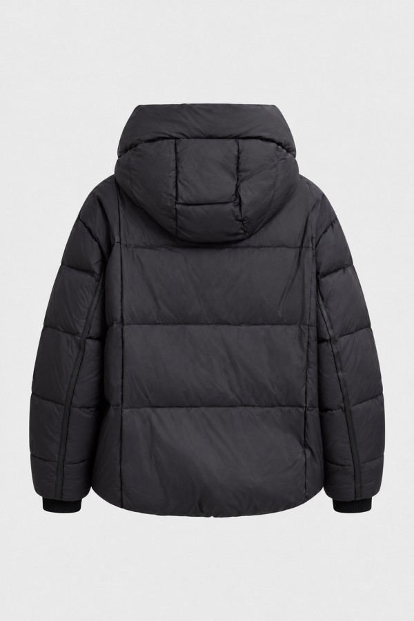 082 Jacket Hooded Down Black