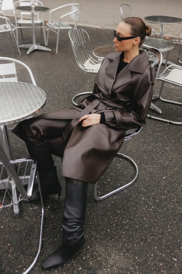 8846 Coat with Ties Faux...