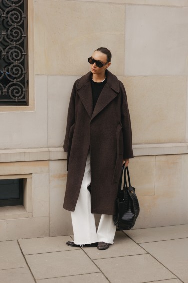 Victor Coat Tie-Waist Brown