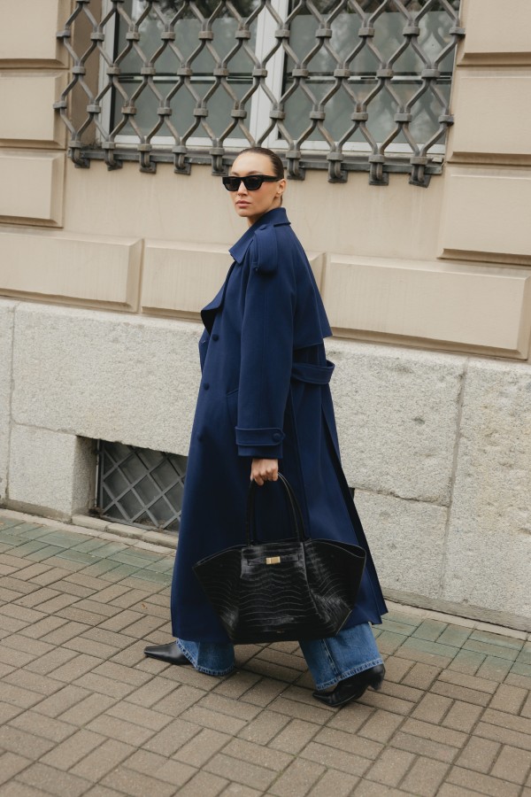Charles Płaszcz Z Wełny Parzonej Navy Blue