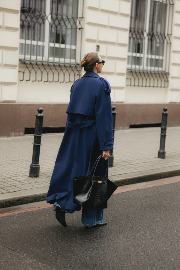 Charles Płaszcz Z Wełny Parzonej Navy Blue