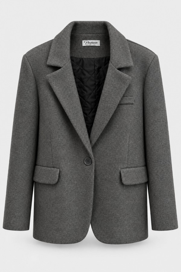 Adele Wool-Blend Blazer Graphite