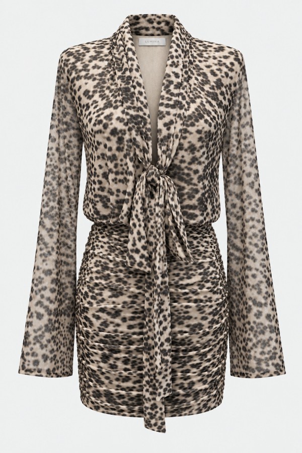 Yvette Dress Tie-Front Beige
