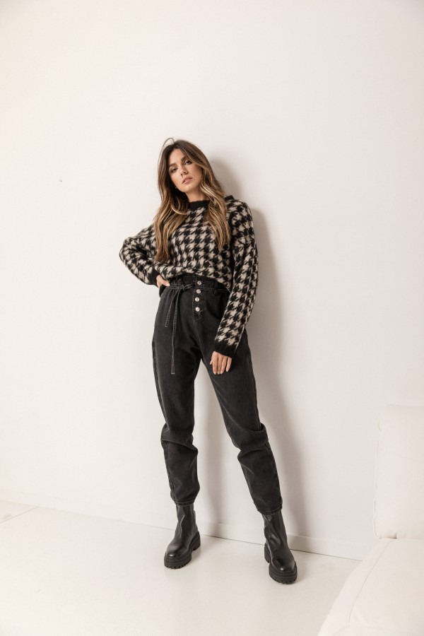 MG060B Spodnie Jeansowe Slouchy Black