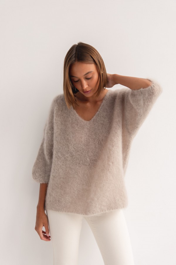 Maxwell Moherowy Sweter Beige Premium