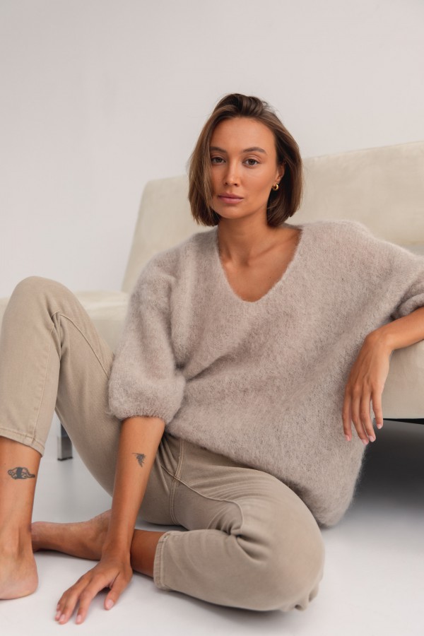 Maxwell Moherowy Sweter Beige Premium