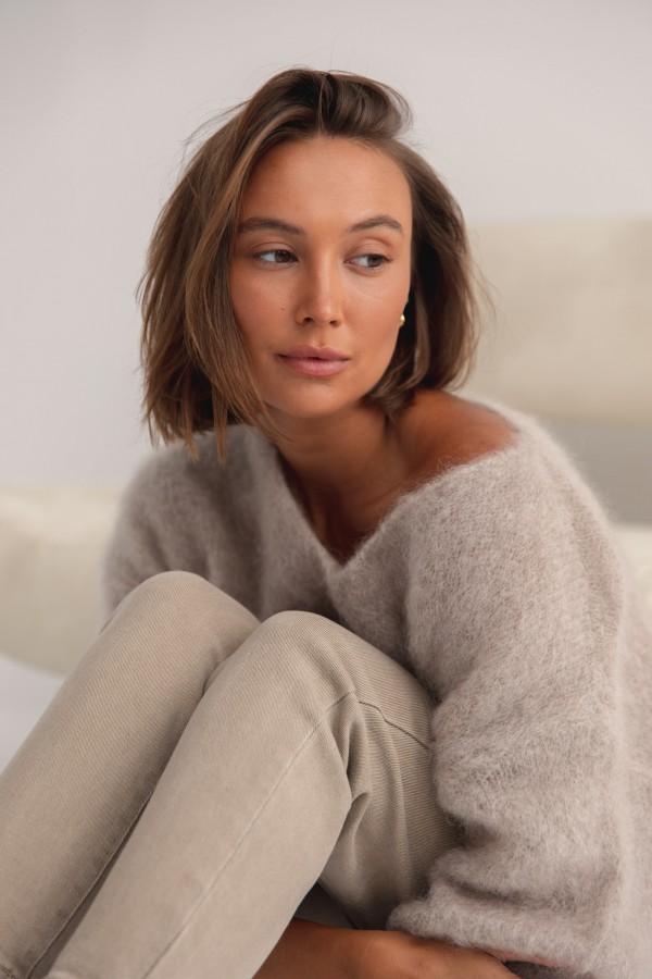 Maxwell Moherowy Sweter Beige Premium