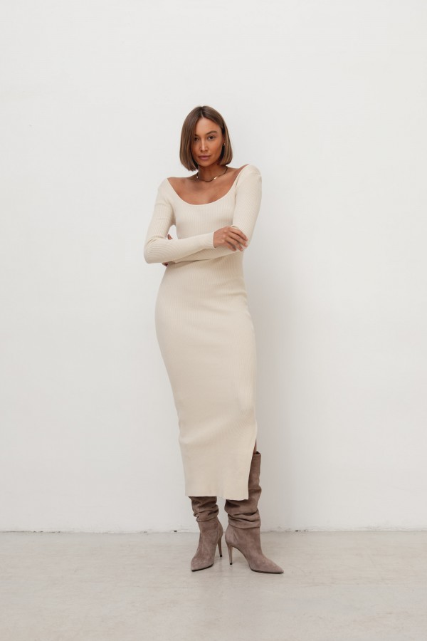 Betty Sukienka Dzianinowa Cream