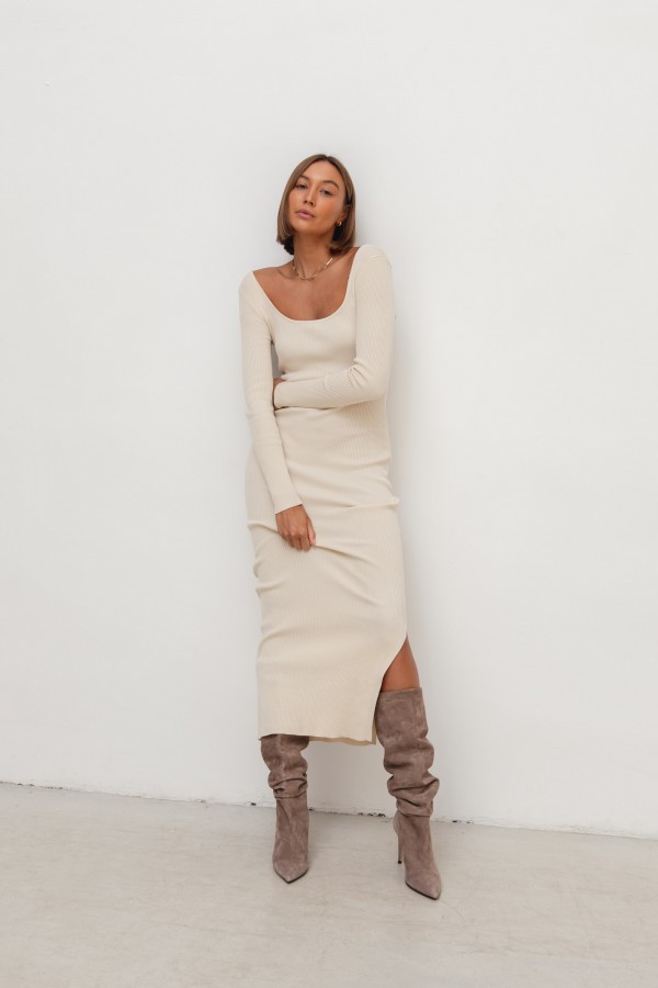 Betty Sukienka Dzianinowa Cream