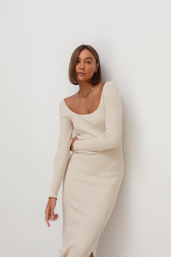 Betty Sukienka Dzianinowa Cream