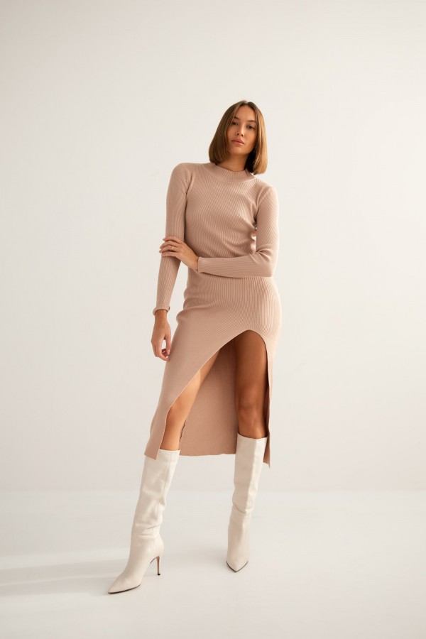 Janet Sukienka Dzianinowa Beż