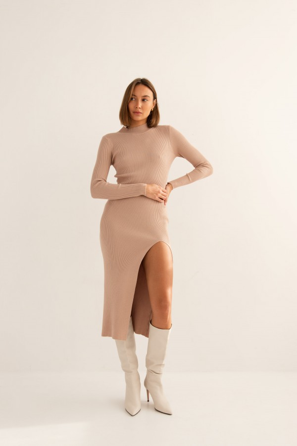 Janet Sukienka Dzianinowa Beż