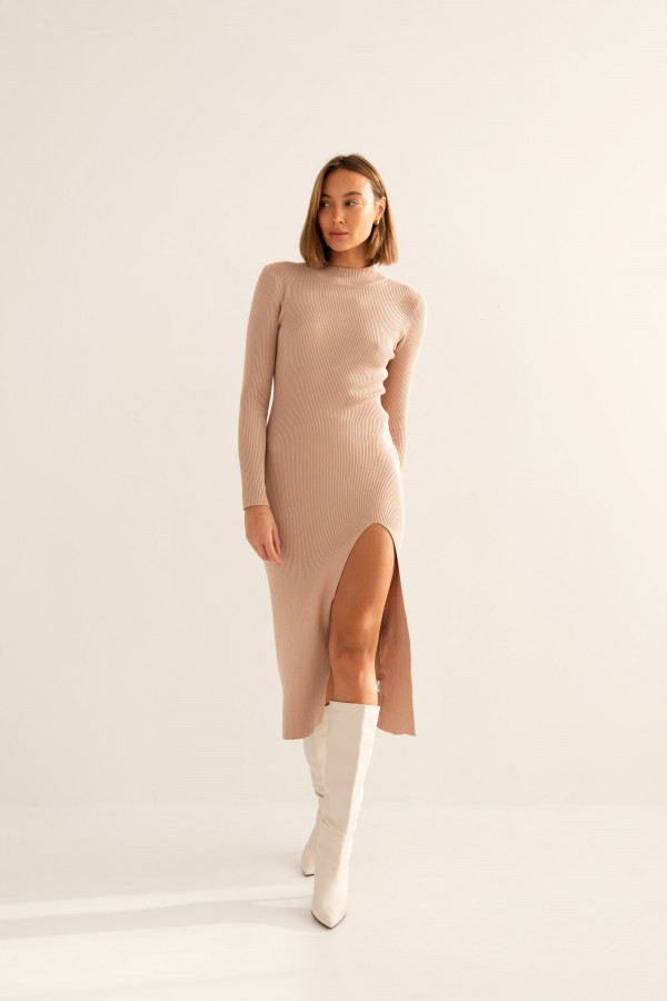 Janet Sukienka Dzianinowa Beż