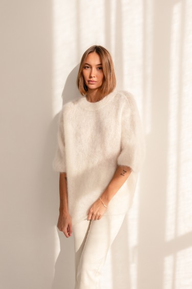 Steven Moherowy Sweter Ecru...