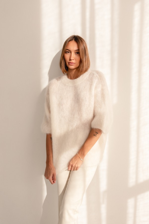 Steven Moherowy Sweter Ecru Premium