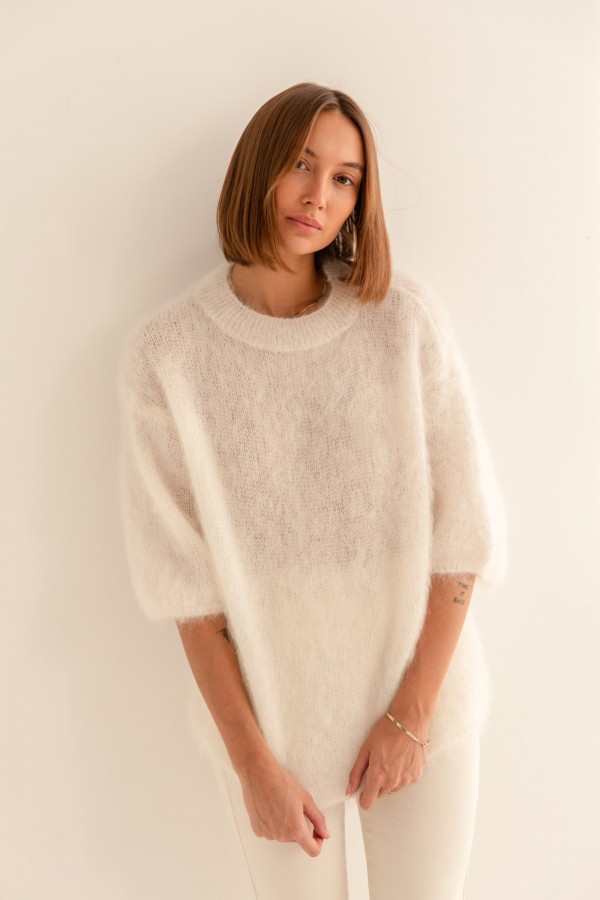 Steven Moherowy Sweter Ecru Premium