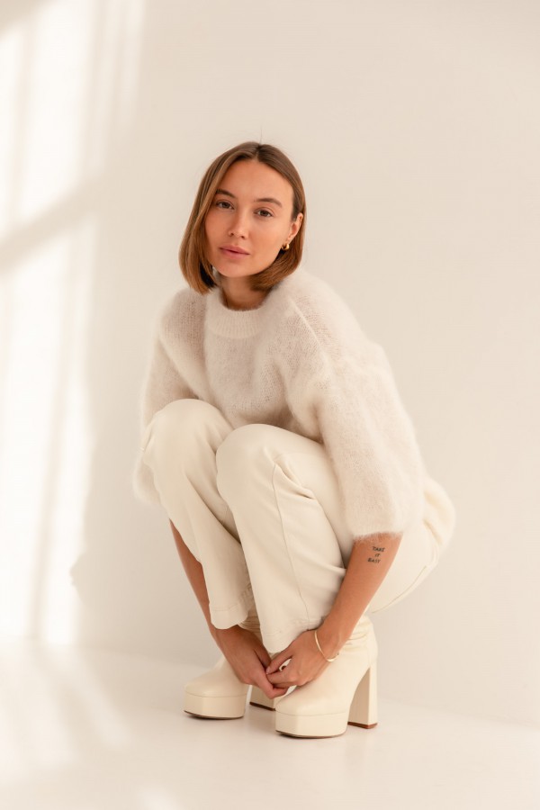 Steven Moherowy Sweter Ecru Premium