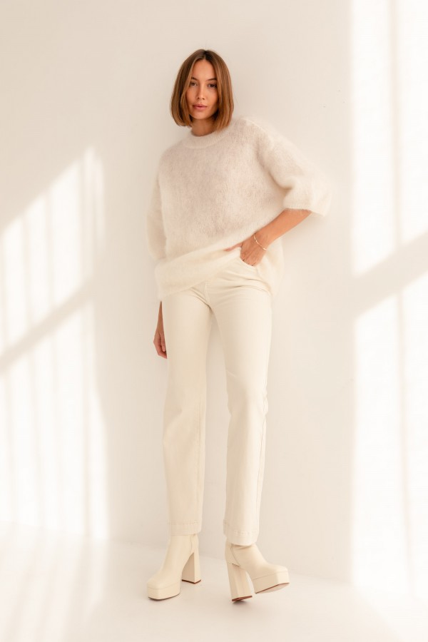 Steven Moherowy Sweter Ecru Premium