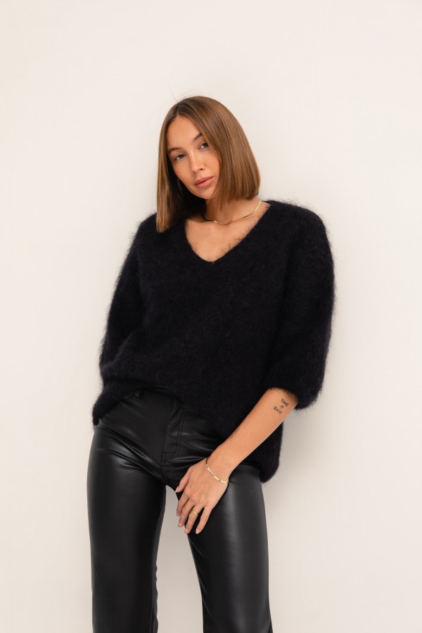 Maxwell Moherowy Sweter Czarny Premium