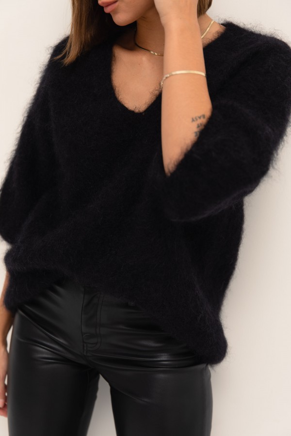 Maxwell Moherowy Sweter Czarny Premium