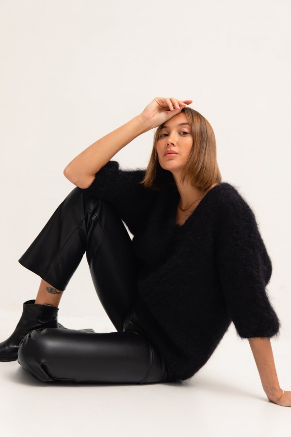 Maxwell Moherowy Sweter Czarny Premium