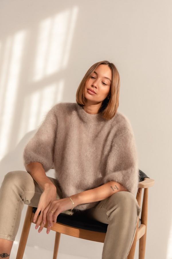 Steven Mohair Sweater Beige Premium