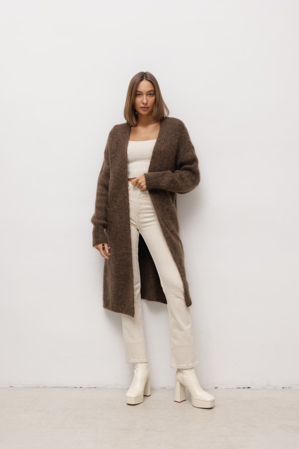 Nathan Long Mohair Cardigan Chocolate