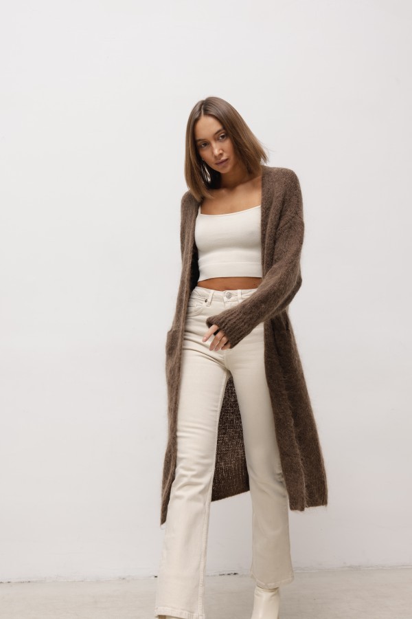 Nathan Long Mohair Cardigan Chocolate