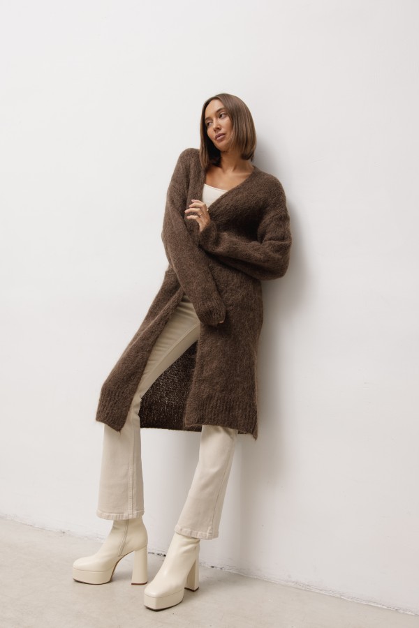 Nathan Long Mohair Cardigan Chocolate
