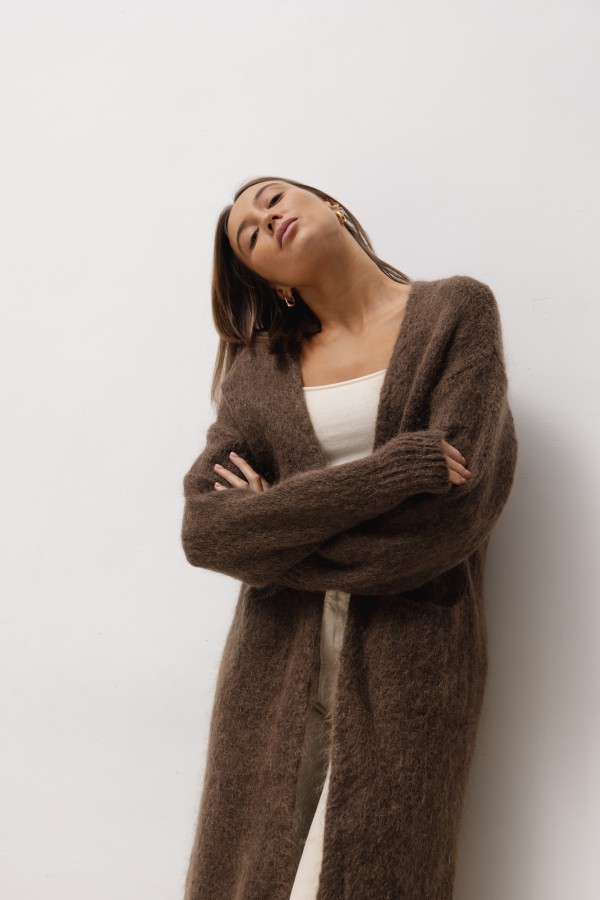 Nathan Long Mohair Cardigan Chocolate