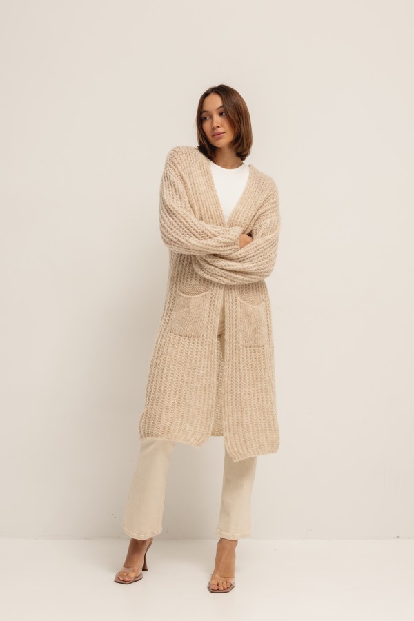 Blake Long Cardigan Beige