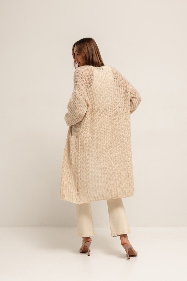 Blake Long Cardigan Beige
