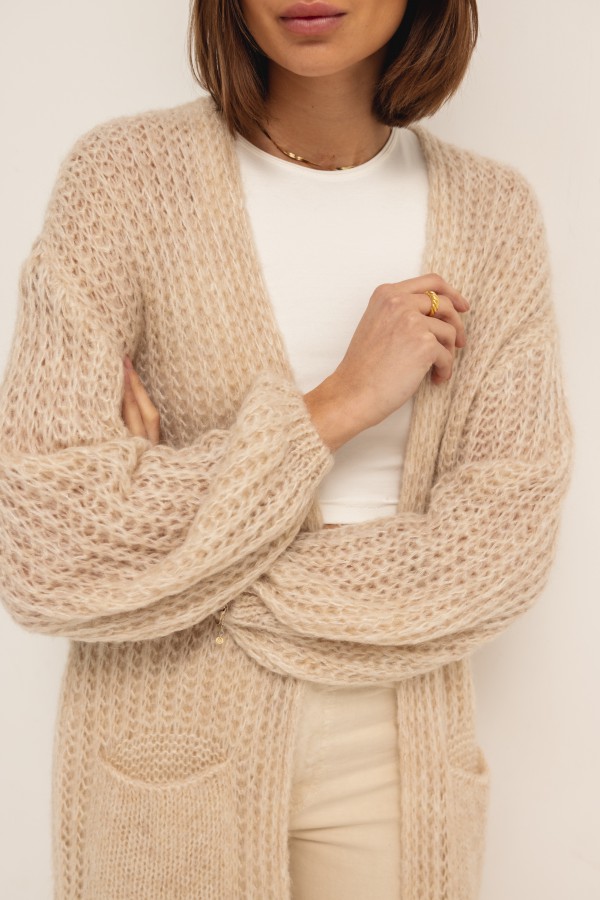 Blake Long Cardigan Beige