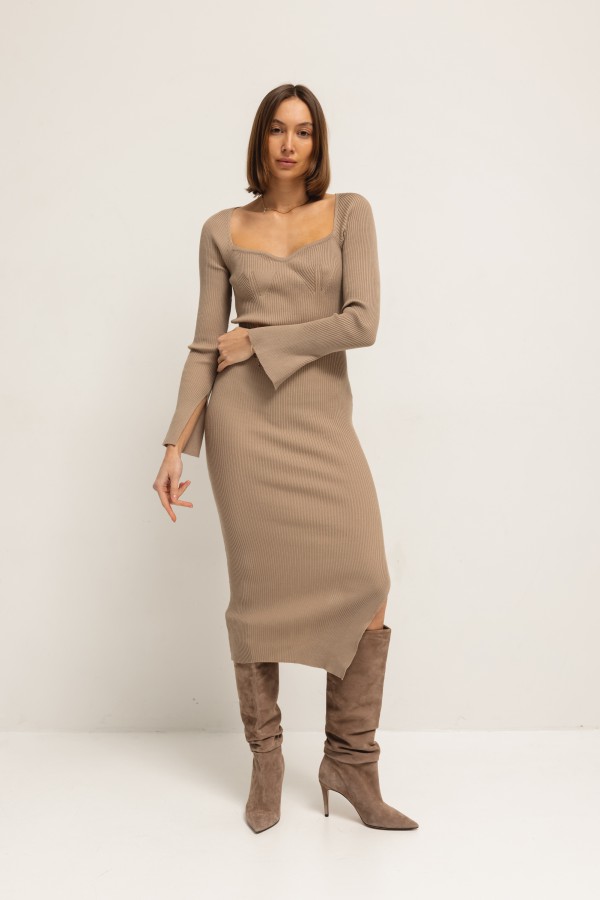 Naomi Midi Dress Beige