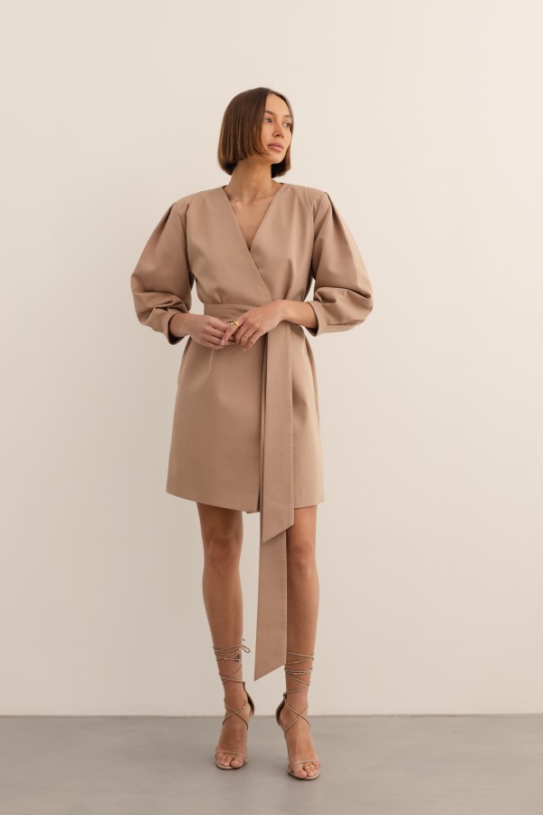 Kristin Button-Up Dress Beige