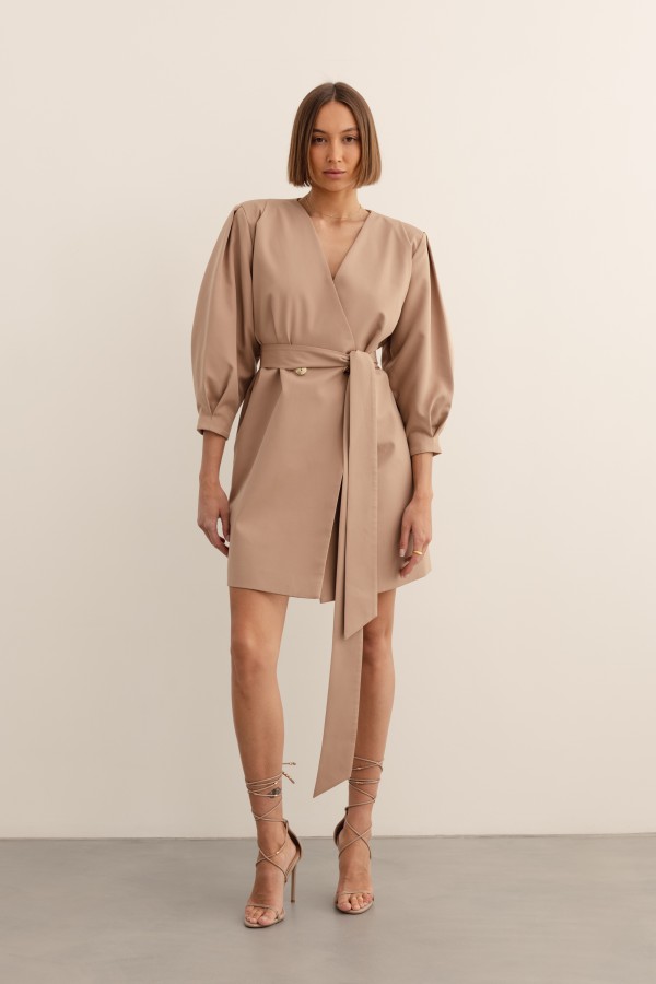 Kristin Button-Up Dress Beige