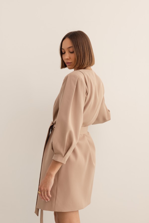 Kristin Button-Up Dress Beige