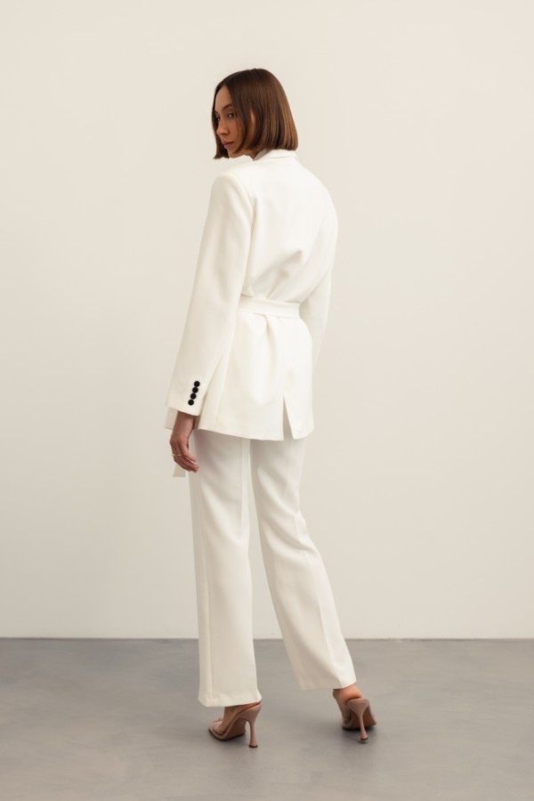Simone Belted Blazer Ecru
