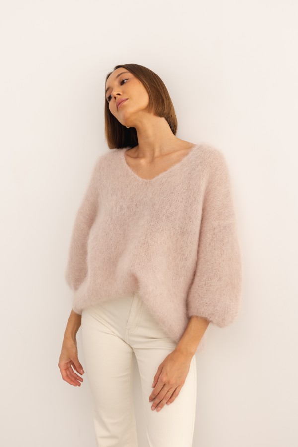 Maxwell Moherowy Sweter Pudrowy Róż Premium