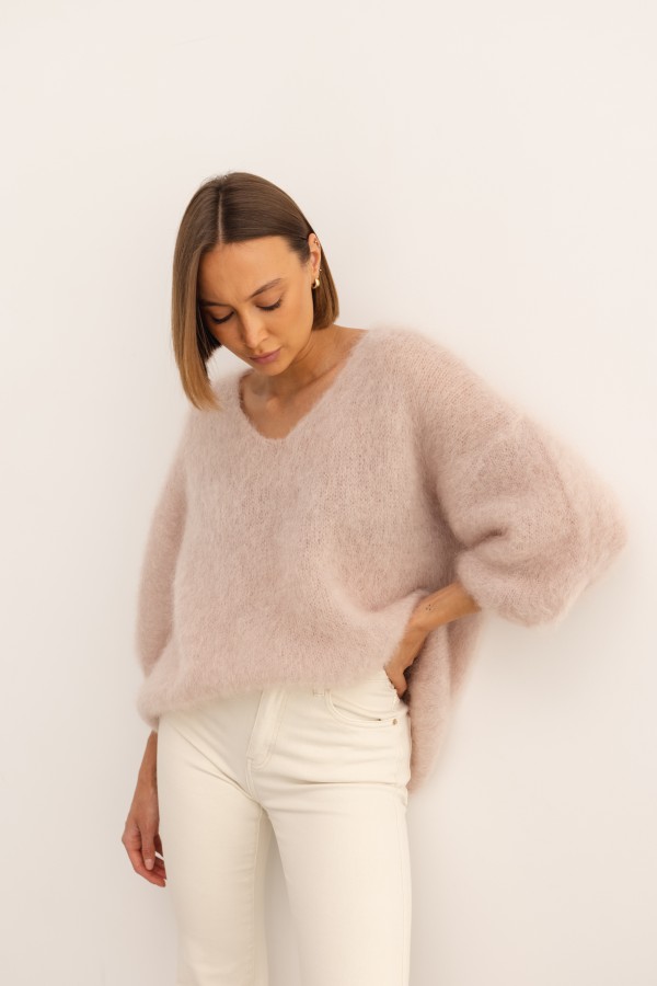 Maxwell Moherowy Sweter Pudrowy Róż Premium