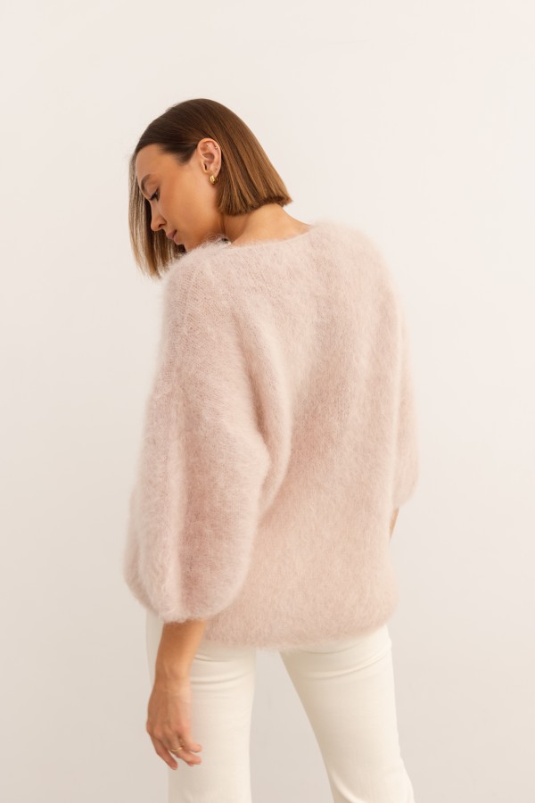 Maxwell Moherowy Sweter Pudrowy Róż Premium