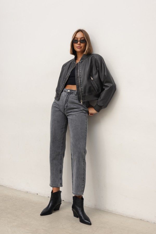 P9917 Spodnie Jeansowe Straight Gray