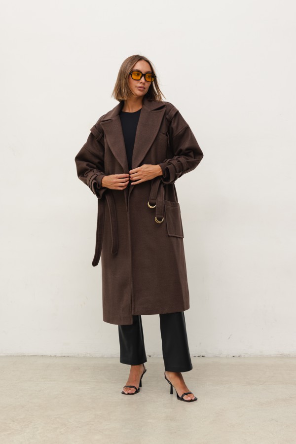 Chocolate wool coat Mark | Butik Lorenzo