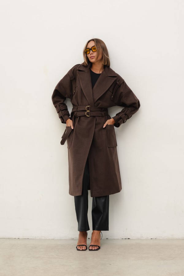 Chocolate wool coat Mark | Butik Lorenzo