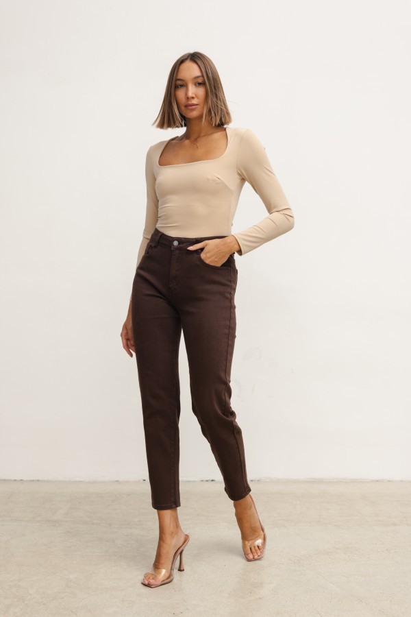 W3276 Spodnie Jeansowe Chocolate