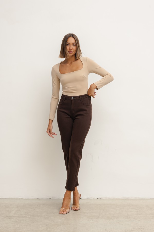 W3276 Spodnie Jeansowe Chocolate