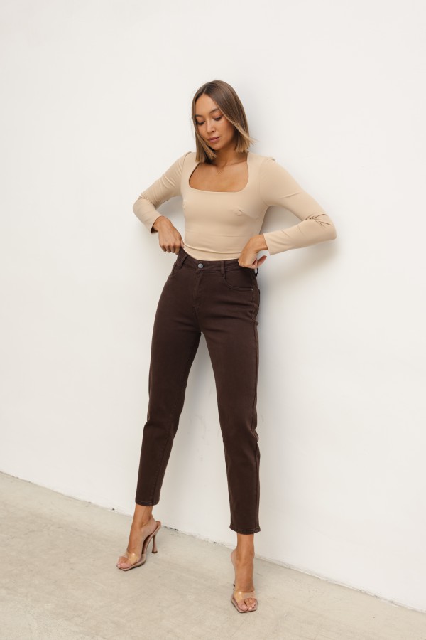 W3276 Spodnie Jeansowe Chocolate