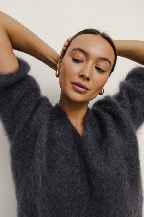 Maxwell Mohair Sweater Graphite Premium