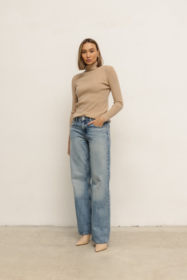 Danny Sweter z Golfem Sand Beige